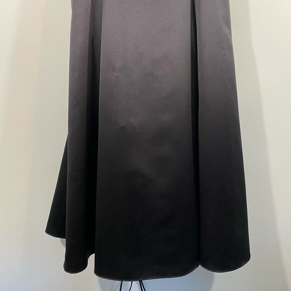 Vtg Scott McClintock Black Satin Spaghetti Strap Bow Accents Maxi Dress Size 14 - Picture 3 of 8